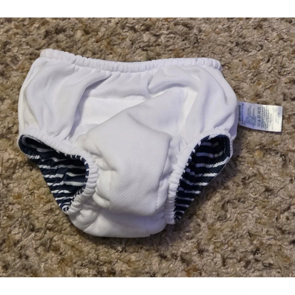 Green Sprouts Navy White Striped Reusable Swim Diaper Baby Size 24 Months